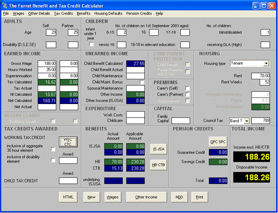 FerrCalc main screen