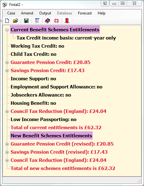 Fintal Results Screen